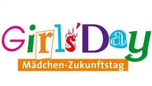Logo des Girls’Day mit dem Text "Girls’Day Mädchen-Zukunftstag" in bunten, stilisierten Buchstaben auf weißem Hintergrund.